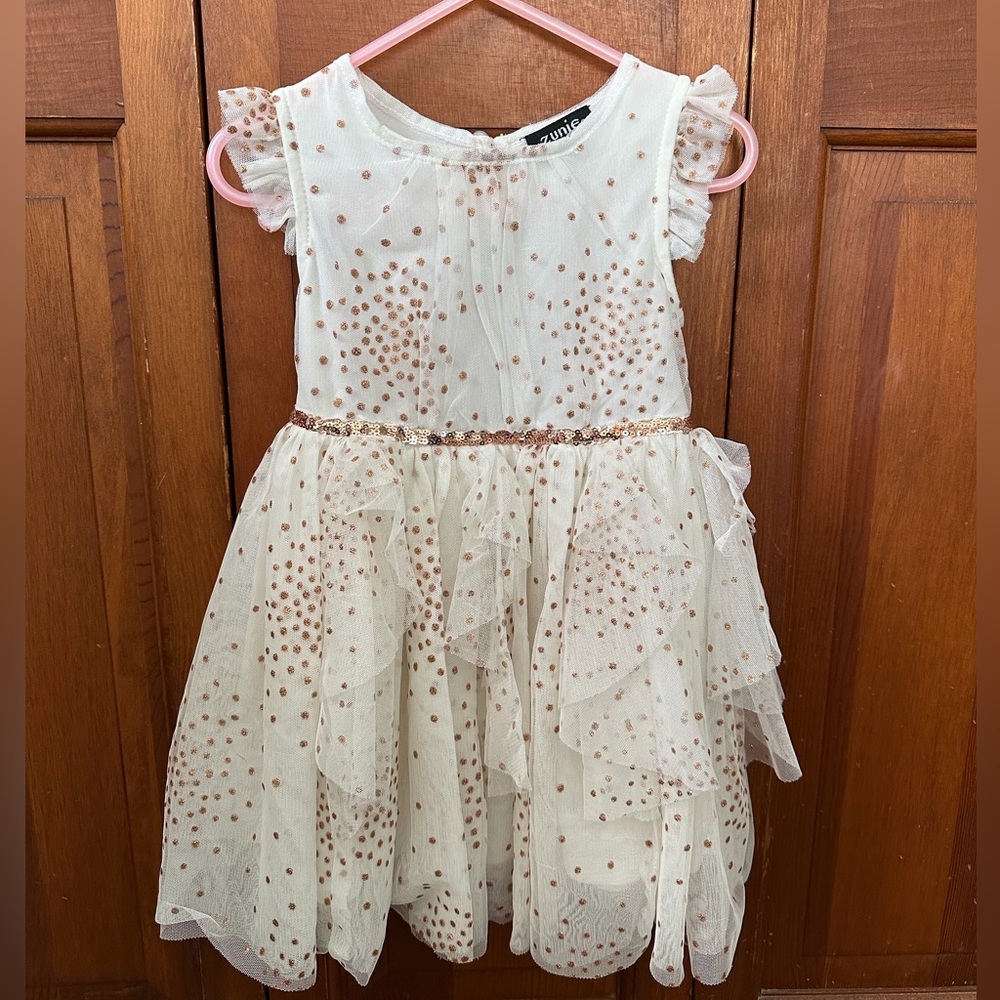 Zunie Cream and Gold Sparkle Dress